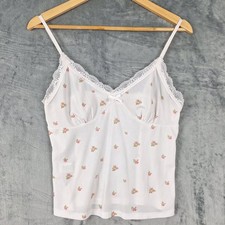 Womens Top Medium Babydoll Y2K Romantic Floral Coquette Fairy Feminine Lace Cami