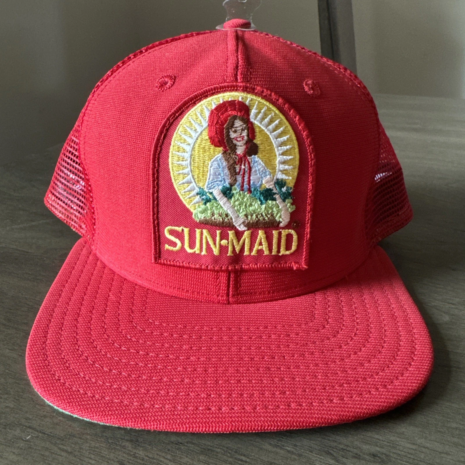 Vtg Trucker Sun Maid Hat Mesh. Made In The USA Red New Era