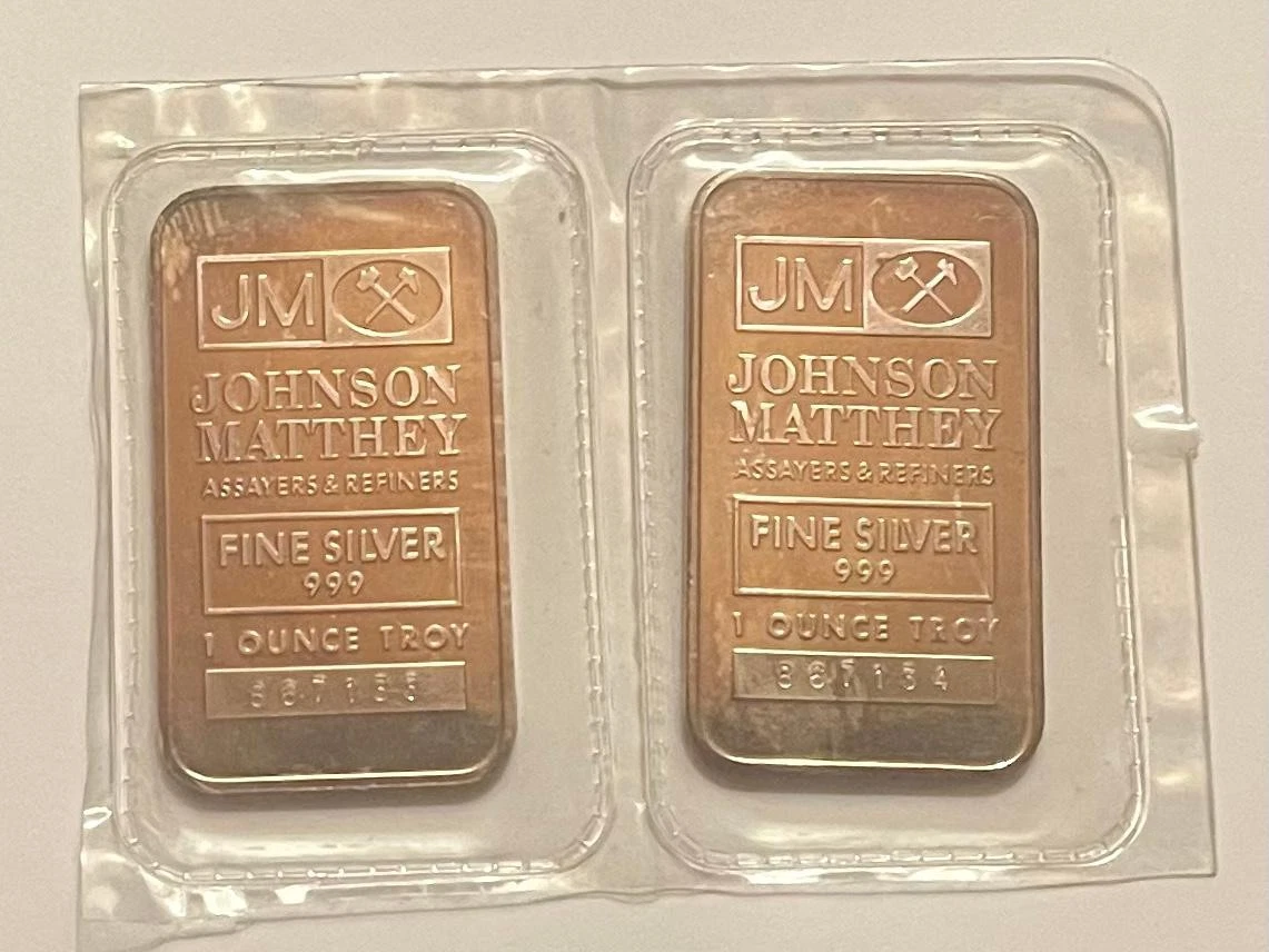 Johnson Matthey 0.999 Silver Bullion Bars & Rounds 1 oz Precious