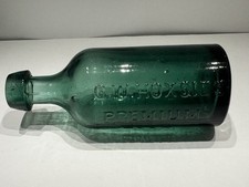 Antique C.W. Hoxsies Premium Beer Teal Vintage Half Pint Beer Bottle