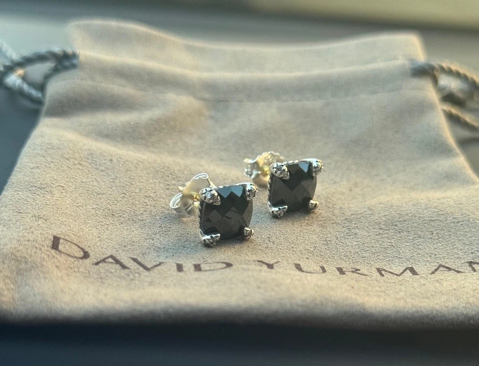 DAVID/YURMAN Sterling Silver 7mm Chatelaine Stud Black Onyx Earrings Stud - Image 3 of 4