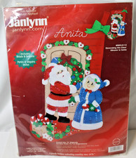 Vintage Janlynn Mr. Mrs. Santa Claus Felt Stocking Kit 18" Christmas Sequin 2004