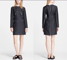 MARC BY MARC JACOBS Black Damier Check Zip Moto Sheath Dress 2 NWOT