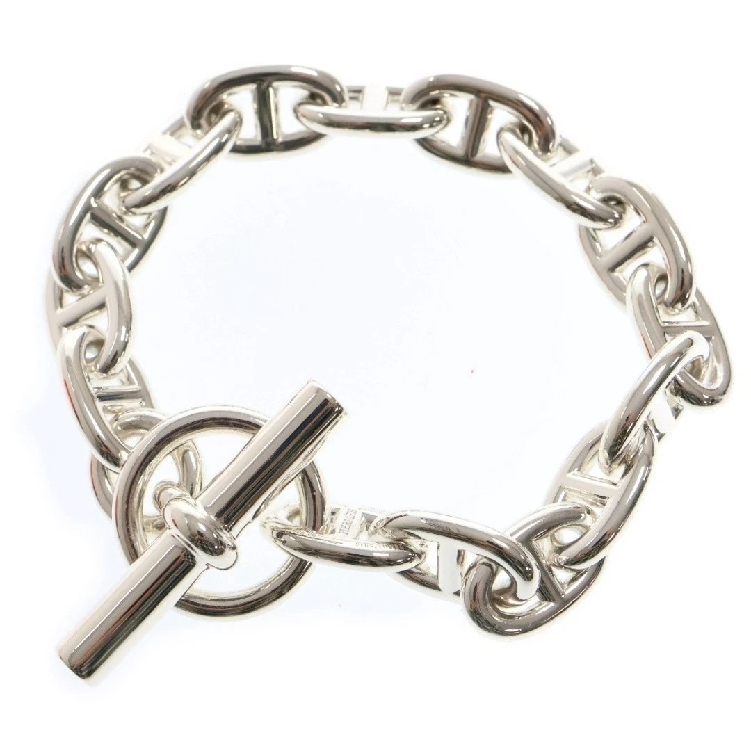 HERMES Chaine D'ancre MM Chène Dunkle 15 Comb Chain Bracelet Silver U 1fa2016