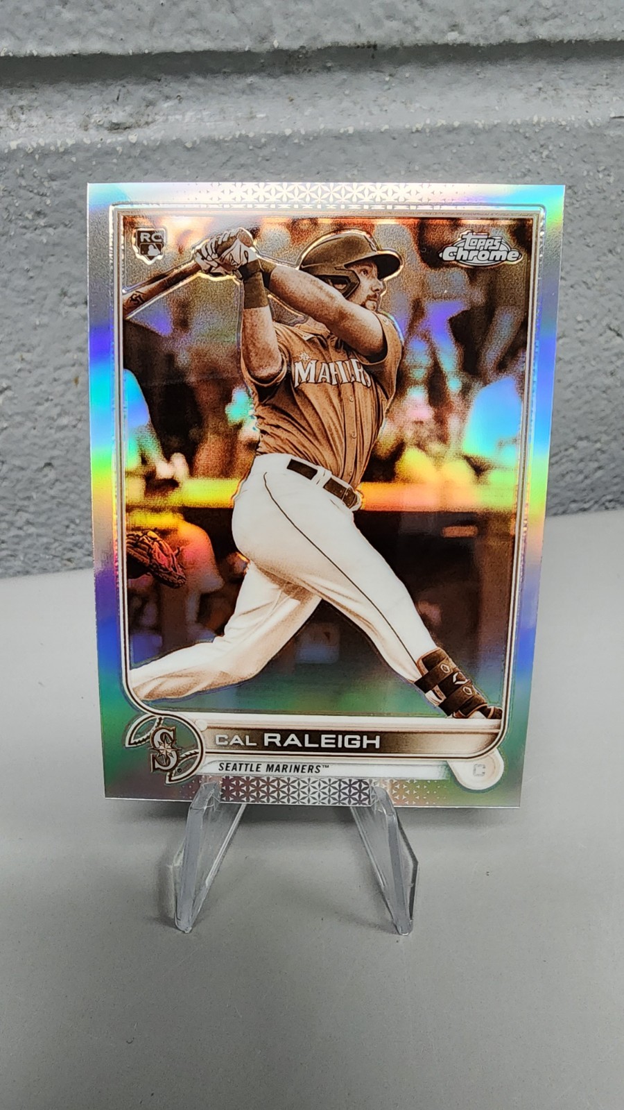 2022 Topps Chrome Cal Raleigh #149 Sepia Refractor RC Seattle Mariners