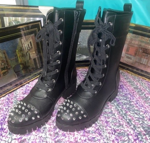 Ocho Toro Black Boots With Silver Spiked Toes Size 7 Motorcycle Boots - Picture 5 of 13