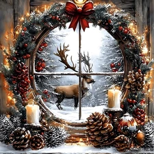 5D Diamond Painting Kits for Adults, Christmas Elk Diamond Art Kits for Adults B