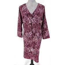 H Halston Dress Womens Medium Plum Pink Purple Stretch Pleated Career Party