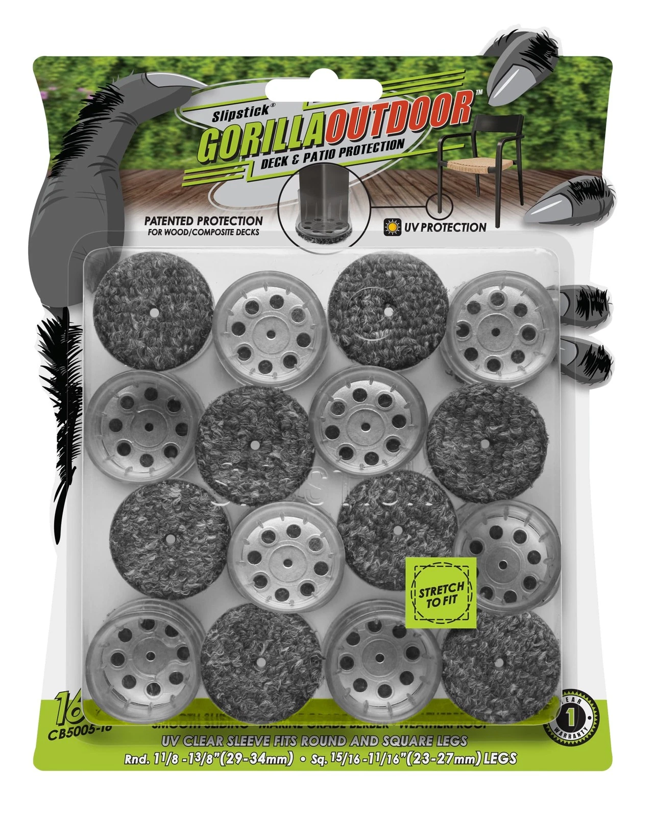 GorillaOutdoor Berber Furniture Feet Pads with Clear Sleeve Sock, Weatherproo...