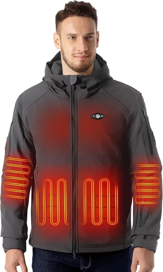 Wasoto - GRAY Heated & Hooded Zip Up Jacket - Adult LARGE - Brand New - Heated - product detail image 1
