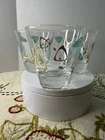 Vintage Federal Turquoise Amoeba Boomerang 8 oz Highball /Whiskey Glass Set of 3