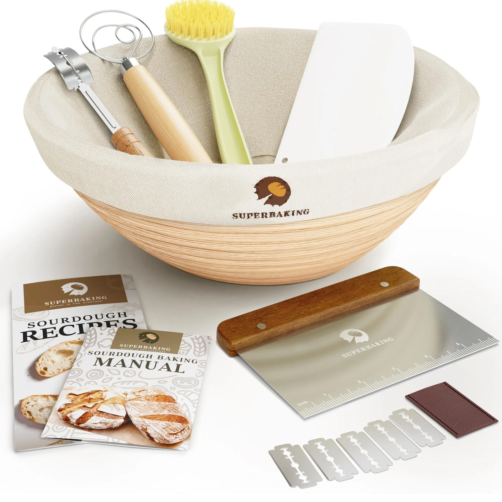 Superbaking Banneton Bread Proofing Basket, Sourdough Bread Baking Supplies, ...