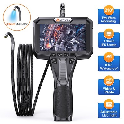ANCEL AN303 2Way Industrial Endoscope Articulating Camera Borescope For Vehicle