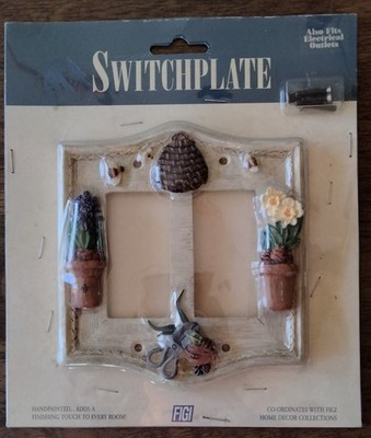 NEW Vintage FIGI Double Switchplate 1999 Gardening Flowers Beehive w/ Screws
