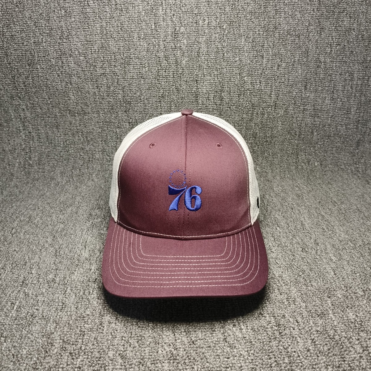 47 Brand Philadelphia 76ers NBA Trucker Hat Cap Maroon White Snapback