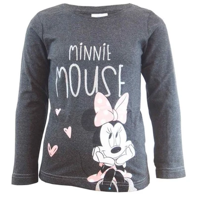 Disney Minnie Mouse Langarmshirt Gr. 104 - 134 Grau Mädchen Pullover Glitzer  - Bild 1 von 2
