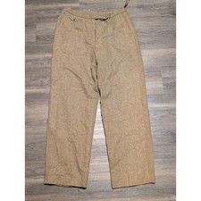 Lauren Ralph Lauren Womens 10P Brown Tweed Herringbone Wool Wide Leg Trousers