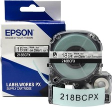 Genuine Epson LABELWORKS 218BCPX Black on Clear 3/4" (18mm) Label Tape - 218BCPX
