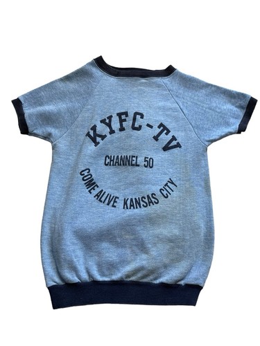 VINTAGE 70s KYFC-TV CREWNECK SHORT SLEEVE SWEATSHIRT Kansas MENS SMALL - Picture 6 of 6