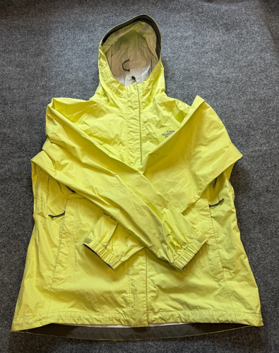 The North Face Hyvent 25L Women's Jacket Large Neon Yellow Hooded Rain Jacket