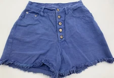 VTG Gitano Womens Shorts Sz 9/10 Denim Purple (Lavender) Button Fly