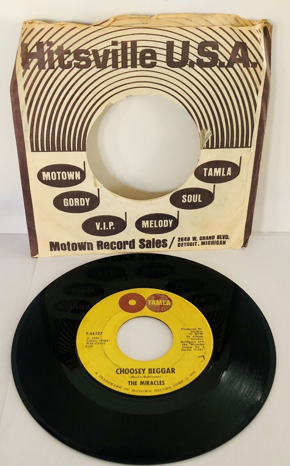 45 RPM Vinyl Record The Miracles Going to a Go Go 1965 Smokey Robinson Motown