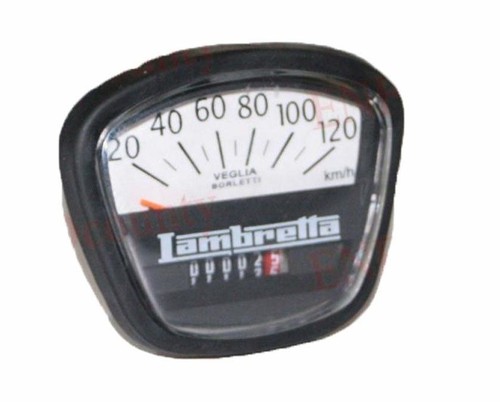 Lambretta GP White Black Face Speedometer 120 Kph Veglia Borletti Speedo AEs - Picture 1 of 3