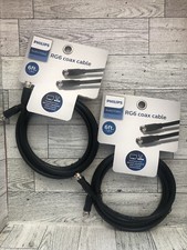 Set Of 2 Philips RG6 Coax Cable 6 Ft TV Cable...
