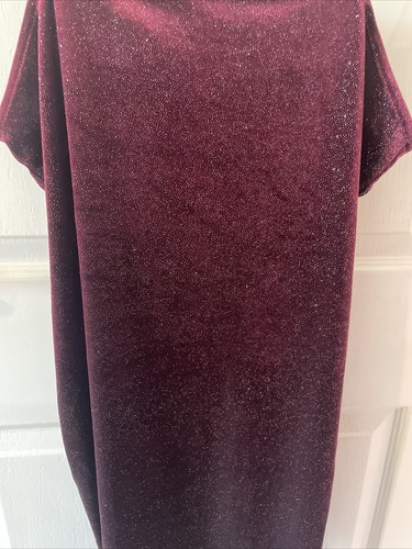 NEW LOOK Burgundy Purple Silver Sparkle Bodycon Velvet Feel Dress, Size 16 - Picture 4 of 6