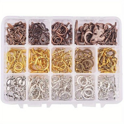 1box 112 sets 14 style Alloy Bar and Ring Toggle Clasps Connectors for Jewelry