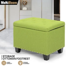 24" Green Tufted Storage Poufs Ottoman Bench Upholstered Footrest Lift Top Stool
