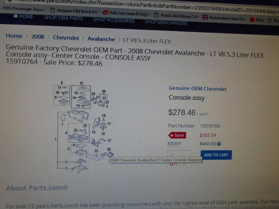 雪佛兰通用原始设备制造商 07-09 雪崩中心控制台 15919764 / 25913712 全新 — 第 2/4 张图片