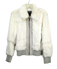 Nwt Mixit Short Rabbit Fur Jacket Women White Vintage 90s Bomber Style Y2k