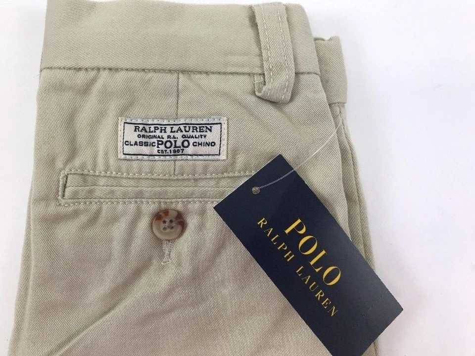 NEW RALPH LAUREN Size 4 Boy's Shorts Chino Khaki Flat Front CLASSIC Fit $45 - Image 2 of 4