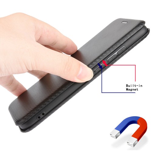 Flip Kohlefaser PU Leder Karten Etui Abdeckung für iPhone 11 12 13 14 15 16 6 7 8+ - Bild 21 von 56