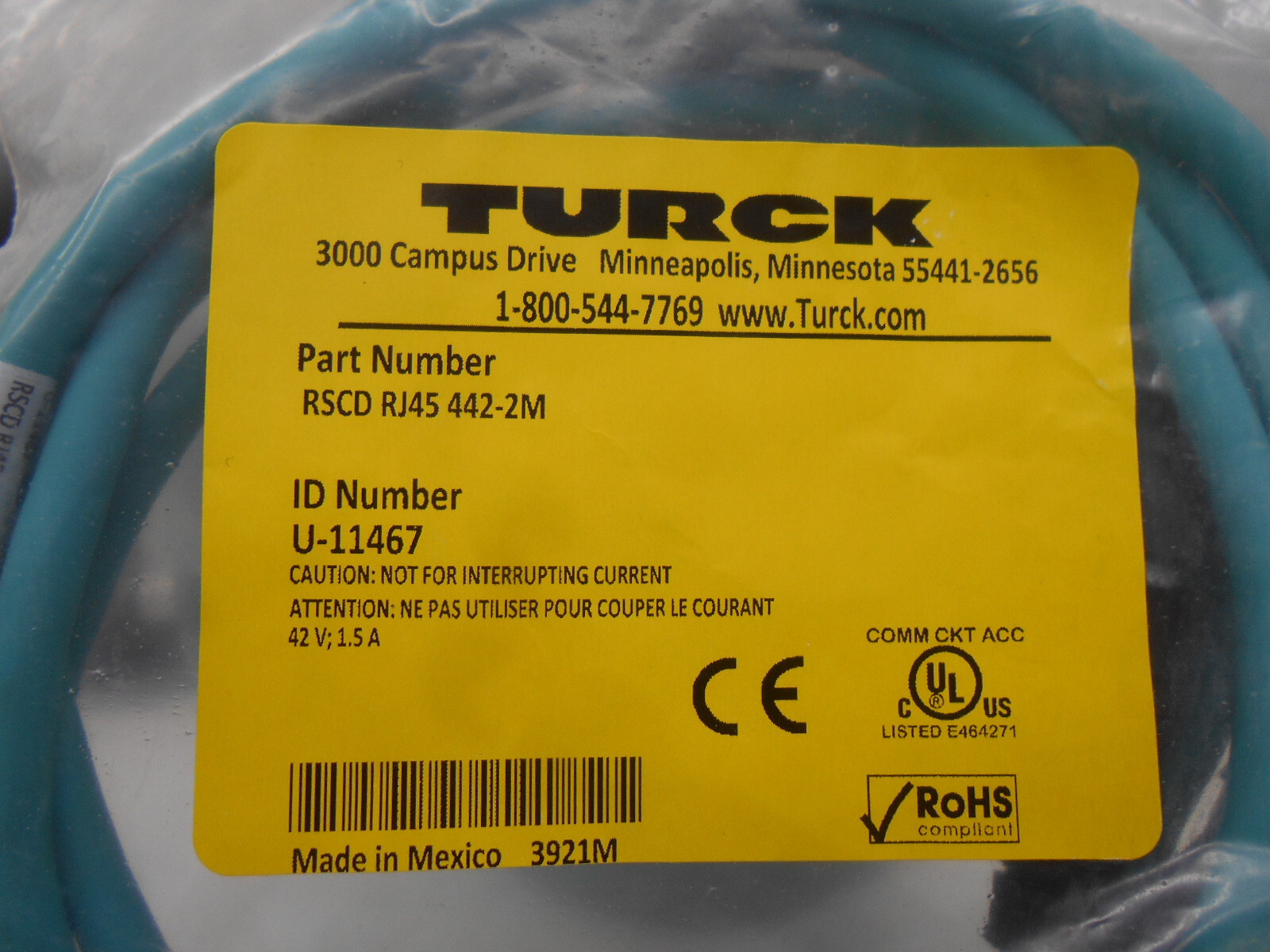 TURCK Cable U-11467 RSCD RJ45 442-2M