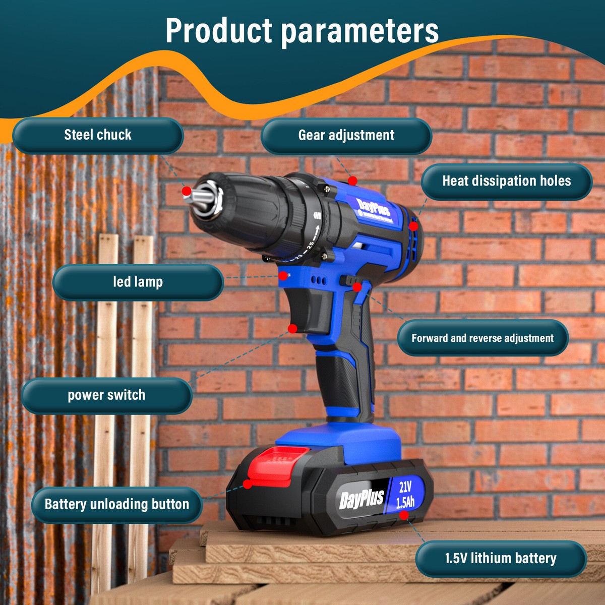 21V Cordless Drill Driver Electric Screwdriver Tool+ Li-ion Battery Carry  Case