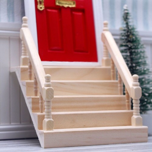 1:12 Scale Dolls House Miniatures Uncolored Stairs Armrest Furniture Accessories - Picture 4 of 11