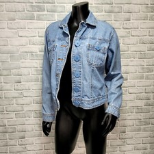 Vintage 90s Bill Blass L Light Wash Denim Button Front Jacket Jean Lightweight