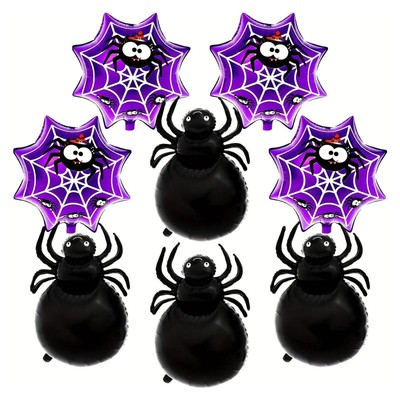 Halloween Balloons Black Spider & Spider Web Aluminum Film Balloons
