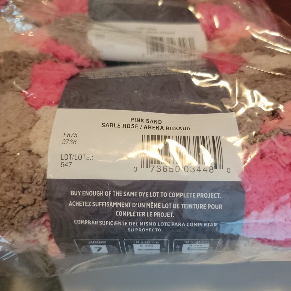 Lote de 3 hilos Red Heart Pomp-a-Doodle 3,5 oz arena rosa/Arena rosada NUEVO Foto 4 de 4