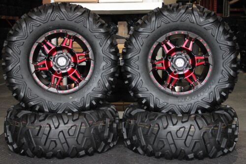 CAN AM MAVERICK X3 30" BIGHORN RADIAL ATV TIRE & 14" HD7 RED WHEEL KIT CAN10K