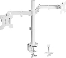 Dual Monitor Desk Mount, Heavy Duty Fully Adjustable Steel 13" - 30" White V032W