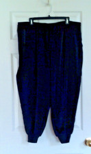 Any Body Satin Jogger Pants XLP Matte Black Pockets Knit Cuffs Elastic Waist