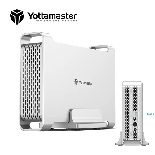 Aluminium 1 Bay Typ-C Externes Festplattengehäuse für 2,5" SATA HDD SSDs 4 TB
