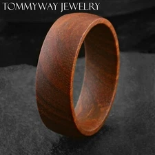 Gorgeous Hawaiian Koa Wood Domed Wedding Band Ring 6mm or 8mm