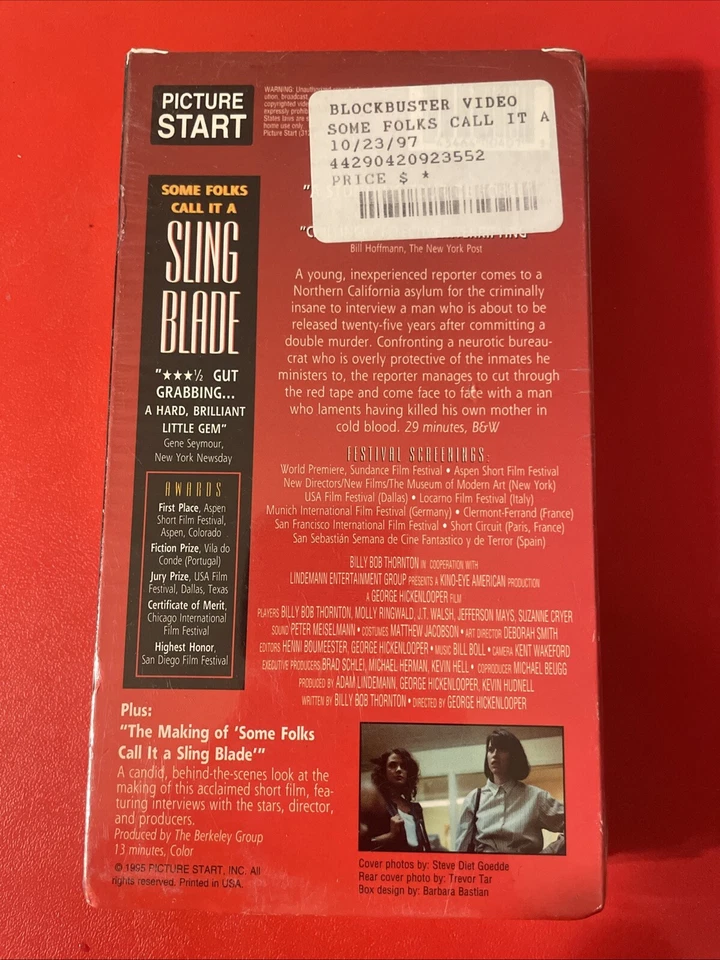 Some Folks Call It A Sling Blade VHS Movie Film 1995 Picture Start - Image 2 of 2
