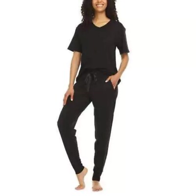 Flora Nikrooz Women's Super Soft 3 piece Lounge Set (Black, X-Large)