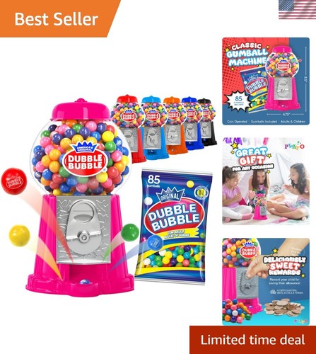 Fun Pink Gumball Machine Bank - 85 Gumballs Included for Kids' Enjoyment