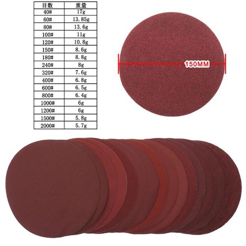 6 Inch 150mm Sanding Discs Orbital Round Hook Loop Sand Paper Pads 40- 2000 Grit - Picture 3 of 11